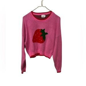 Luna Ivy pink Strawberry knit sweater Small